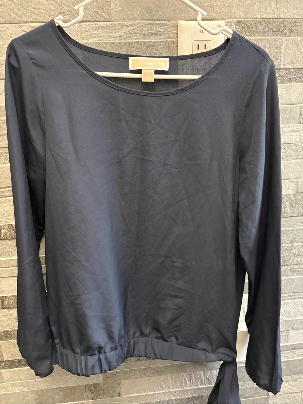 Michael Kors Navy Long-Sleeve Tie-Hem Tunic